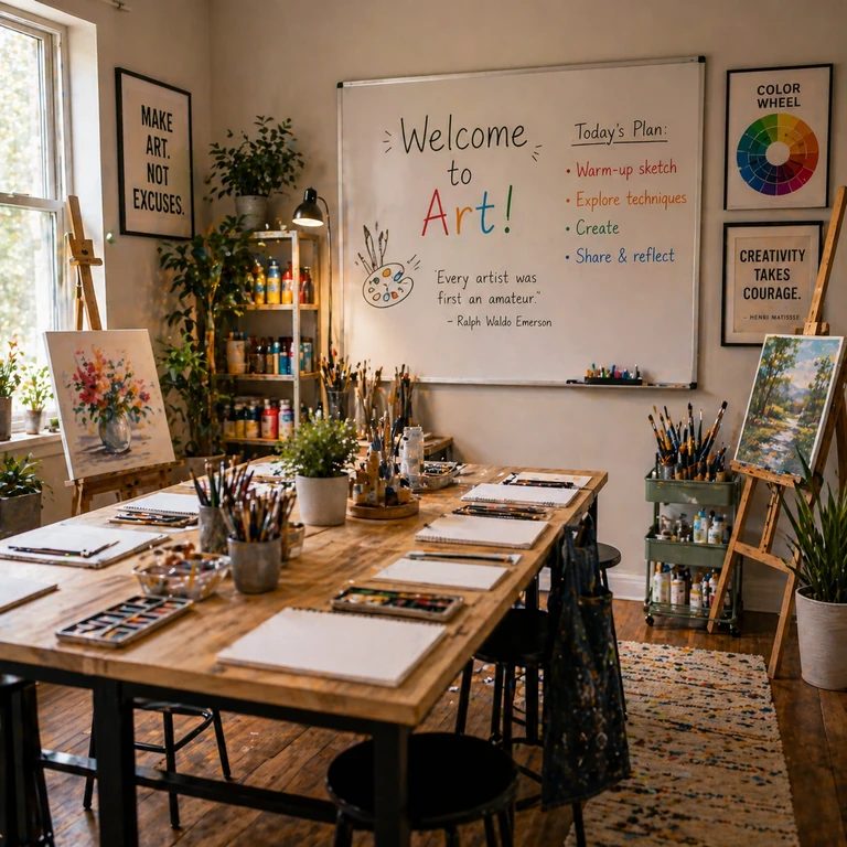 Estudiantes en una sesión de estudio de arte